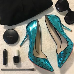 Sophia Webster metallic turquoise pumps